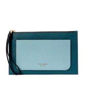Kate Spade Ava Colorblocked Wristlet in Artesian Green NWT Retail $148
